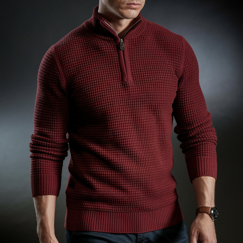 Red Autumn Winter Thick Knitted Sweater Men Pullovers